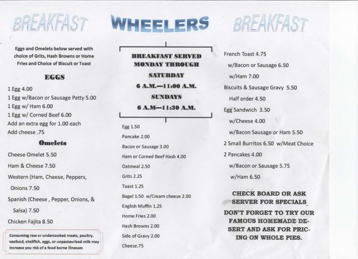 Wheelers Cafe - Arcadia, FL menu_pic
