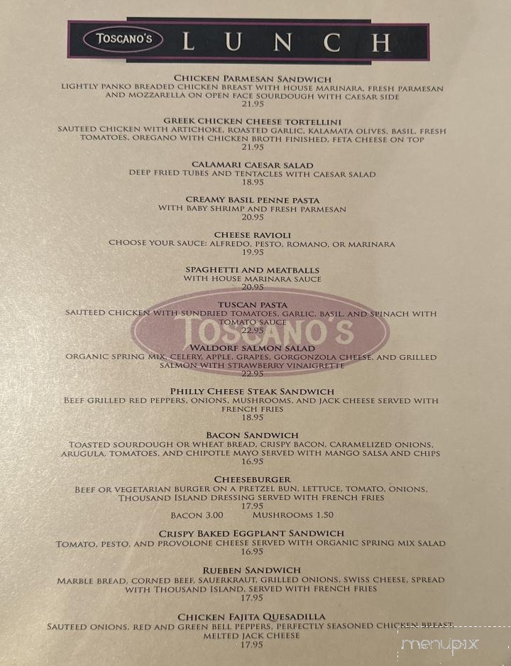 Toscano's Restaurant - Murphys, CA menu_pic