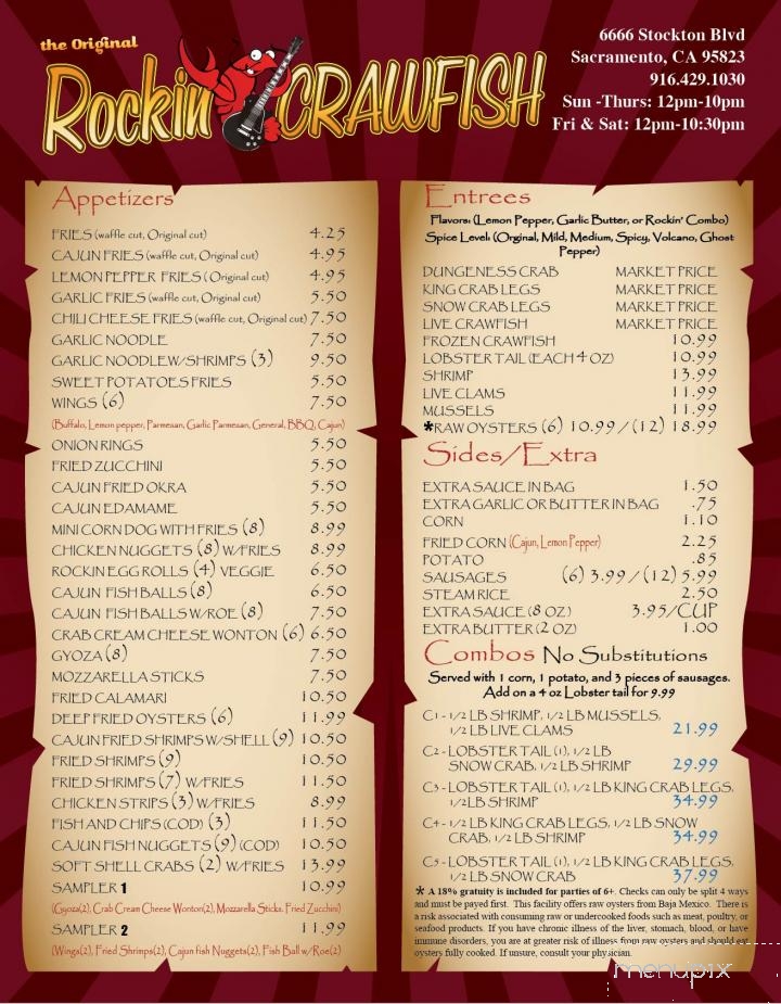 Rockin' Crawfish - Sacramento, CA menu_pic