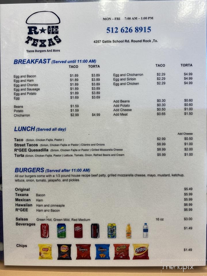 R Gee Texas - Round Rock, TX menu_pic