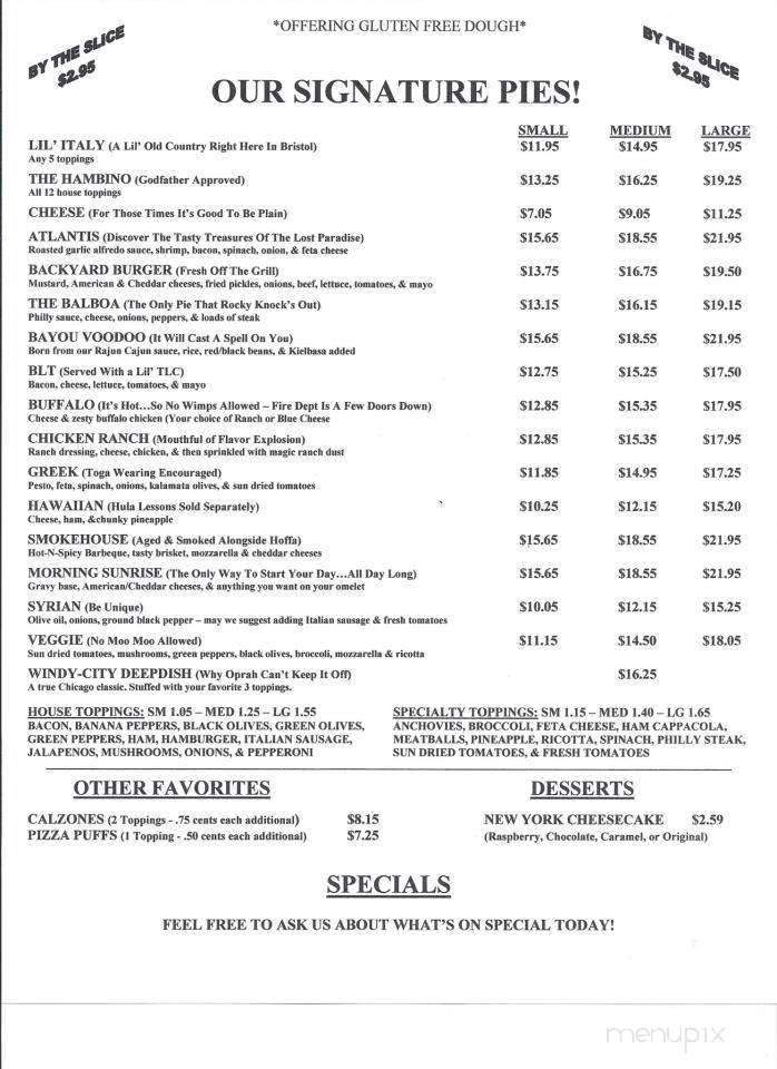 Hambino's Pizza Company - Bristol, TN menu_pic