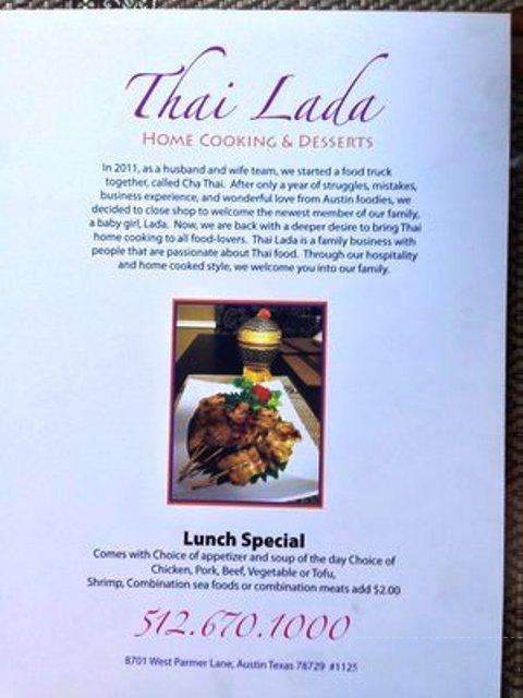 Thai Lada - Austin, TX menu_pic