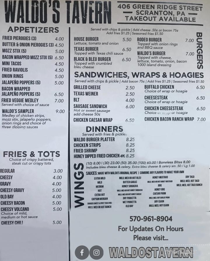 Waldo's Tavern - Scranton, PA menu_pic