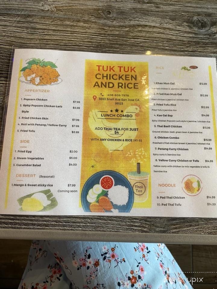 Tuk Tuk Chicken & Rice - San Jose, CA menu_pic