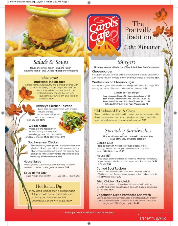 Carol's Cafe - Prattville, CA menu_pic