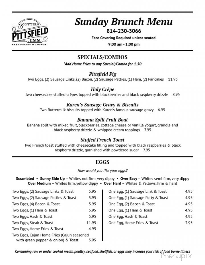 Scotties Pittsfield Inn Restaurant & Lounge - Pittsfield, PA menu_pic