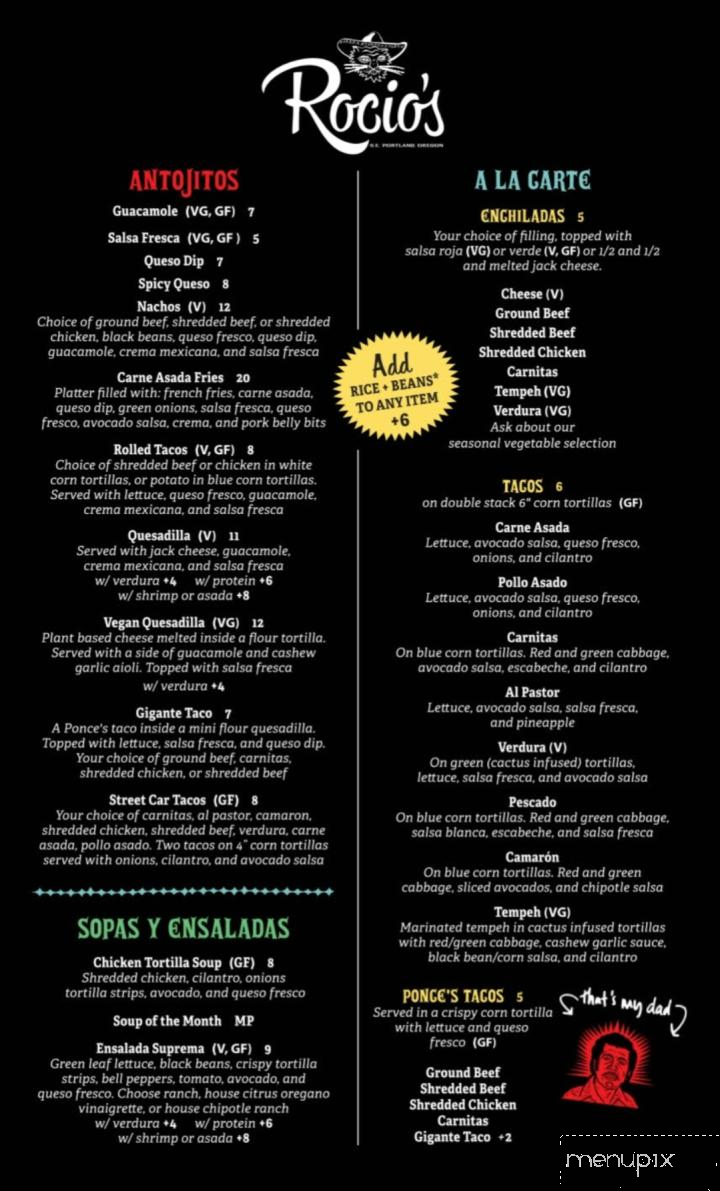 Rocio's - Portland, OR menu_pic