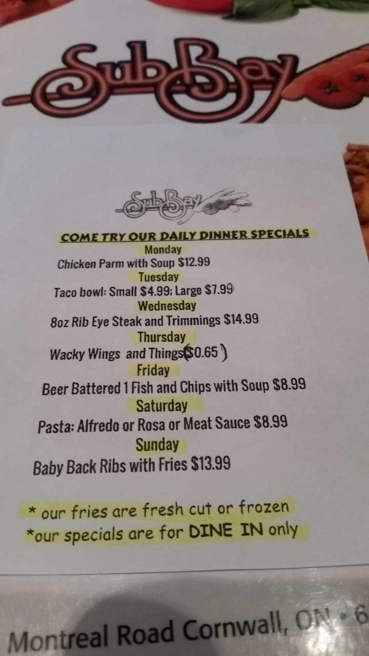 Sub Bay - Cornwall, ON menu_pic