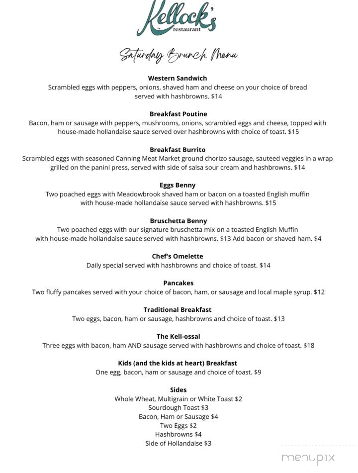 Kellock's - Berwick, NS menu_pic