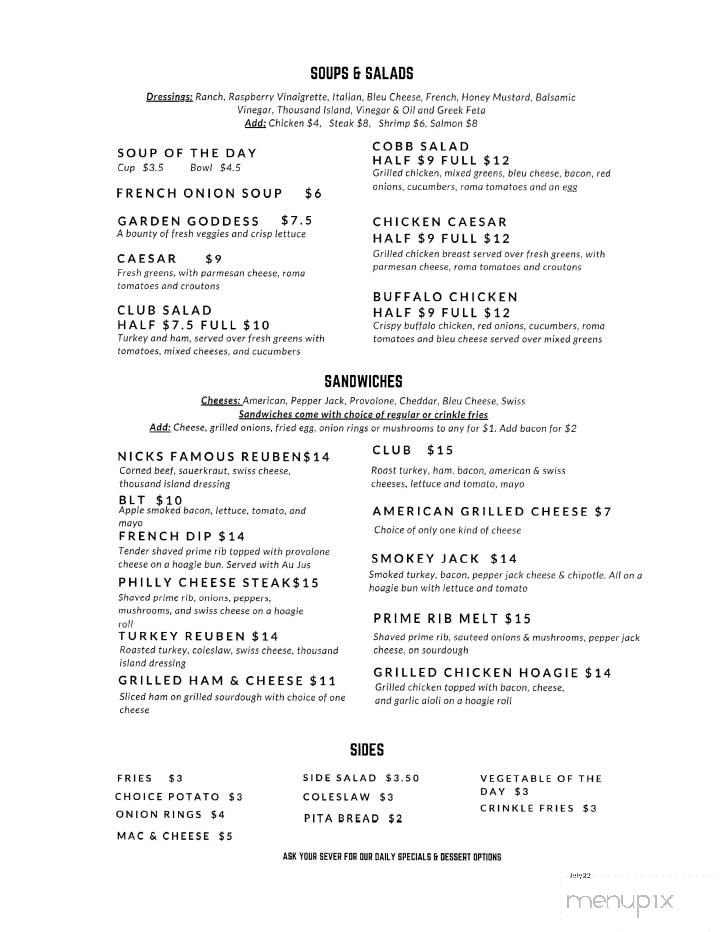 Mr Nick's - Trenton, MI menu_pic