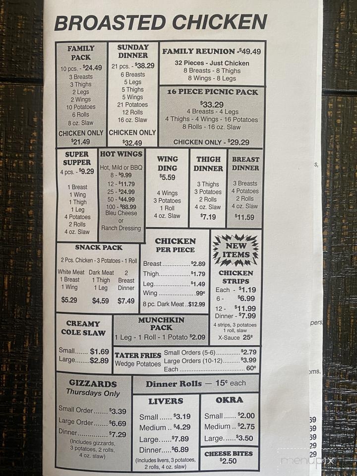 Danny's Place - Rockwell, NC menu_pic