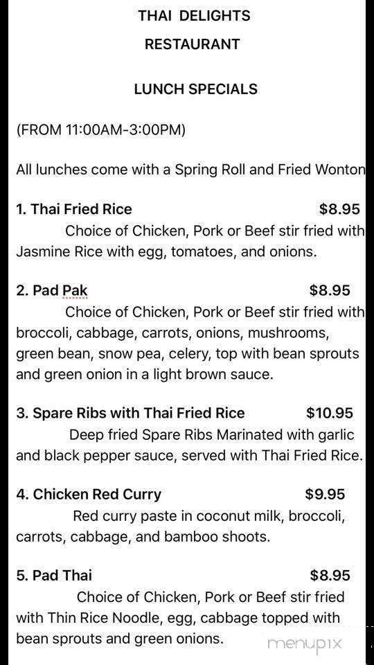 Thai Delights Restaurant - Destin, FL menu_pic