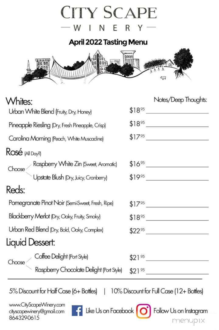 City Scape Winery - Pelzer, SC menu_pic