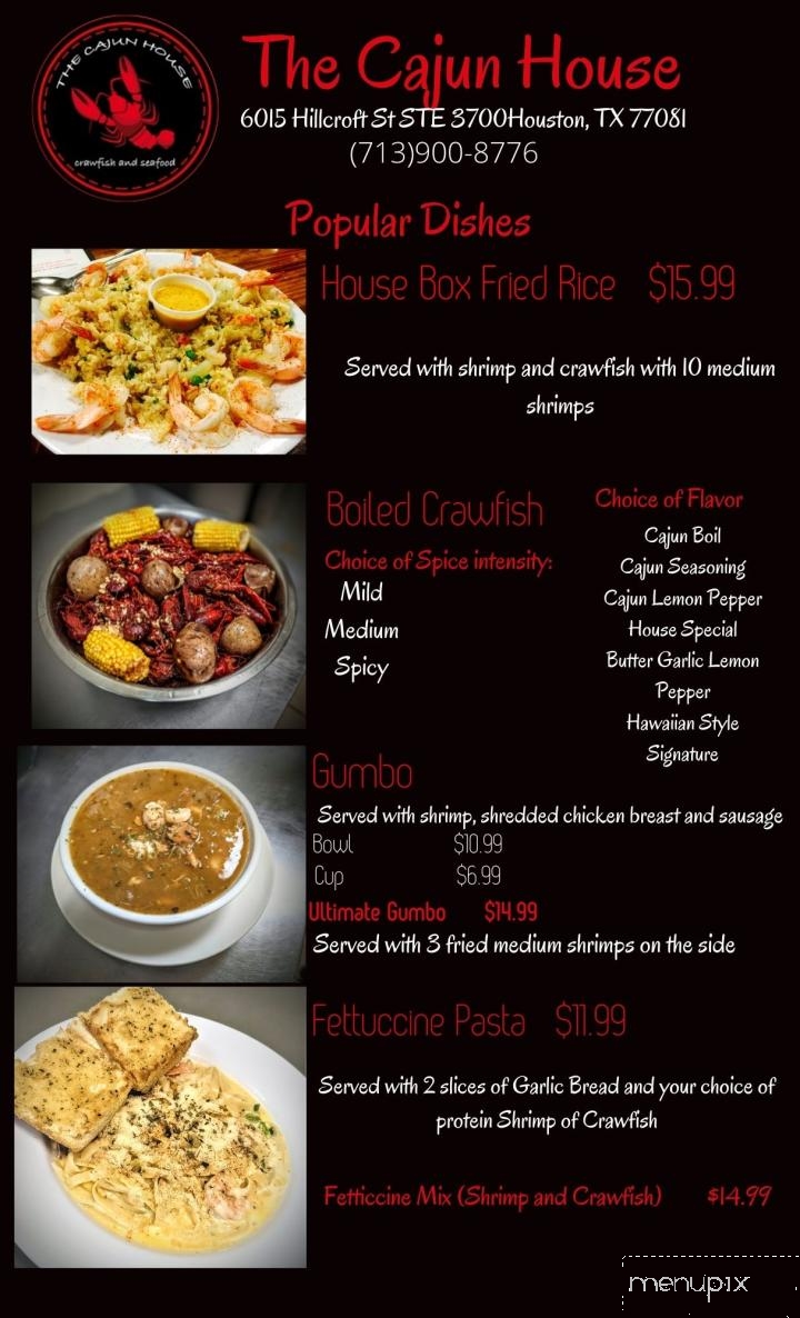 The Cajun House - Houston, TX menu_pic