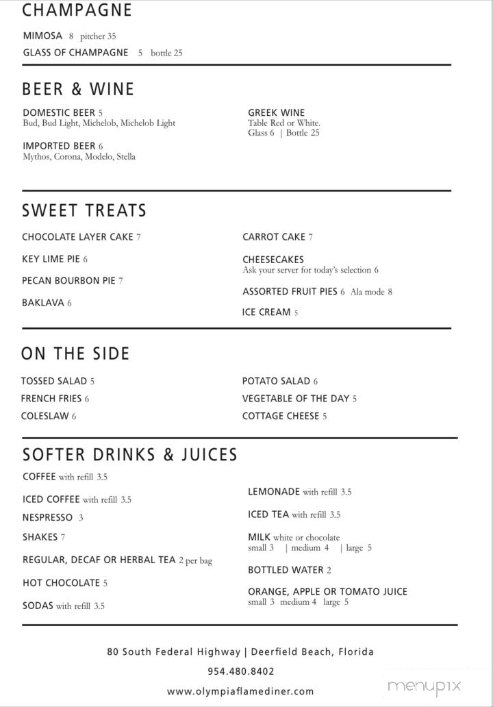 Olympia Flame Diner - Deerfield Beach, FL menu_pic