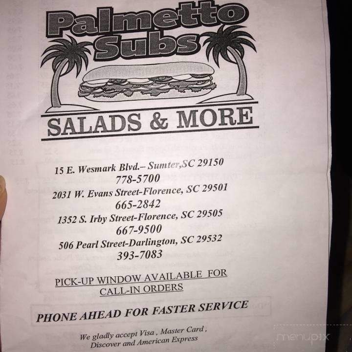 Palmetto Subs - Sumter, SC menu_pic