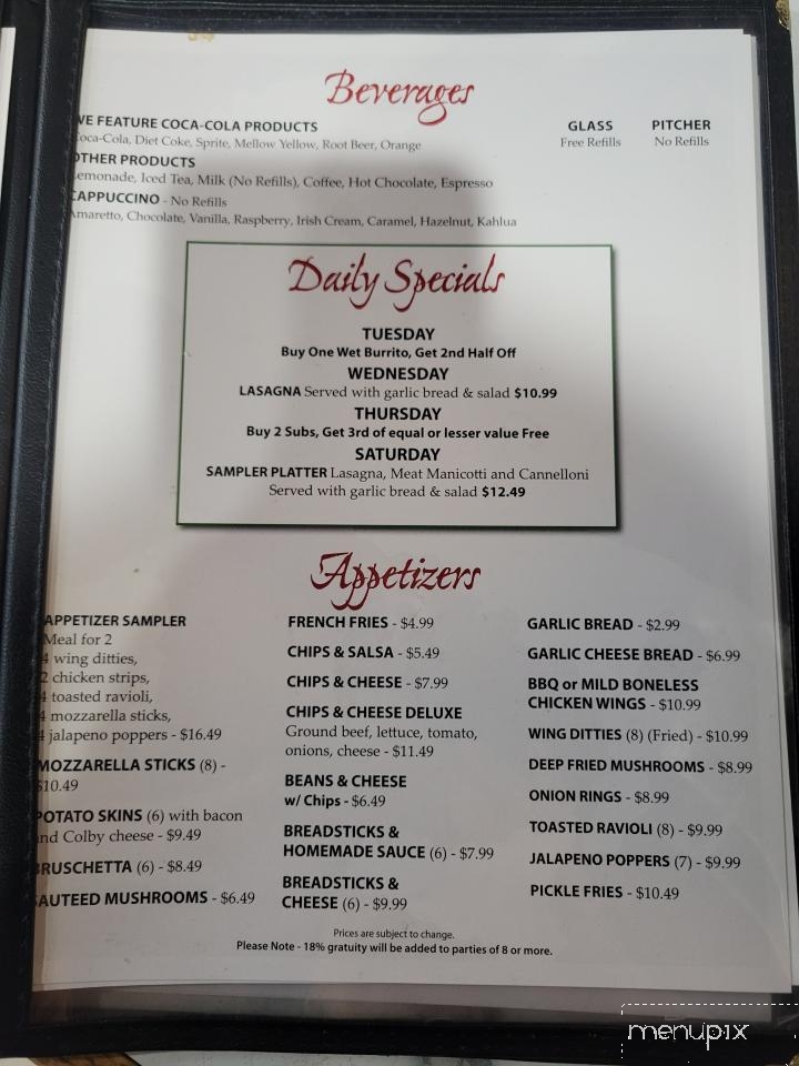 Angela's Italian Restaurant - Sparta, MI menu_pic
