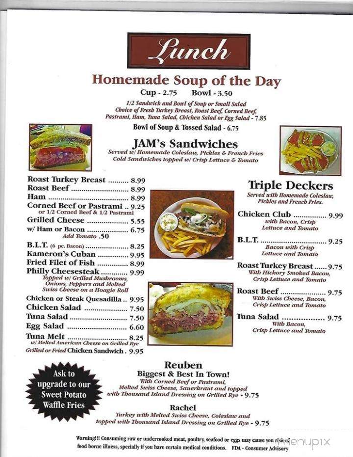 Menu of Jam's Cafe in Spring Hill, FL 34609