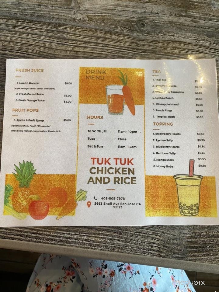 Tuk Tuk Chicken & Rice - San Jose, CA menu_pic