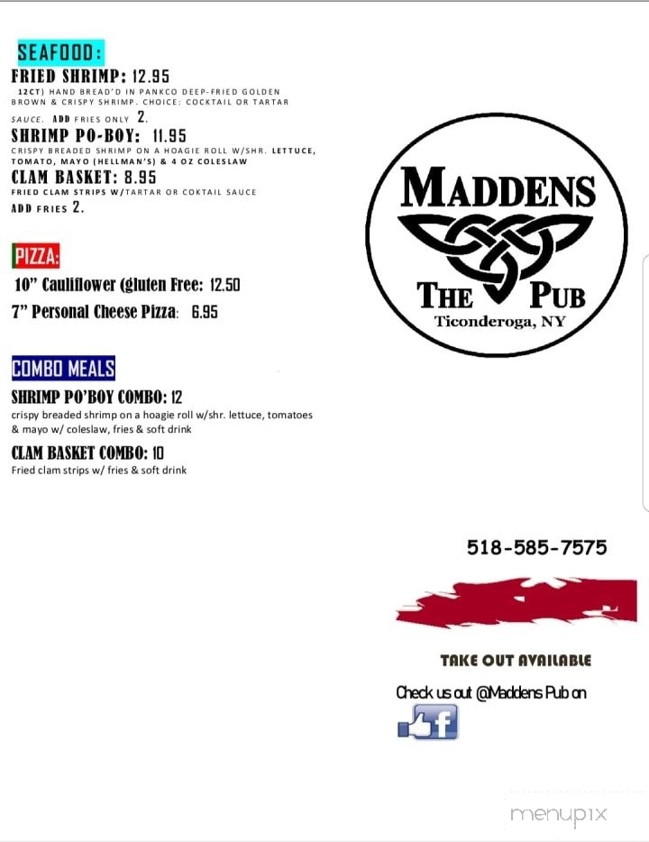 The Pub - Ticonderoga, NY menu_pic
