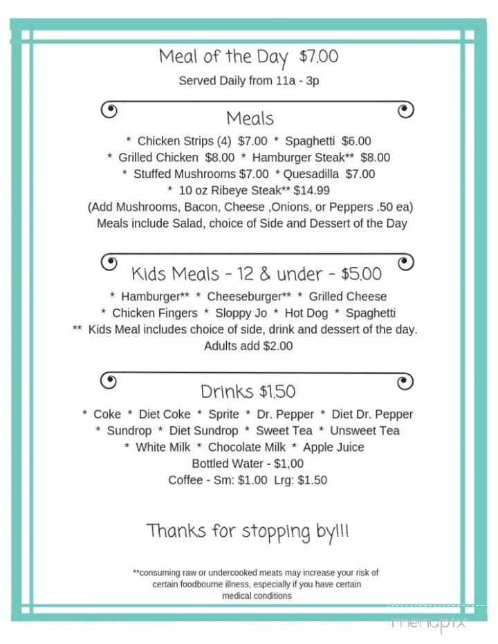 Cornbread's Kitchen - Fayetteville, TN menu_pic