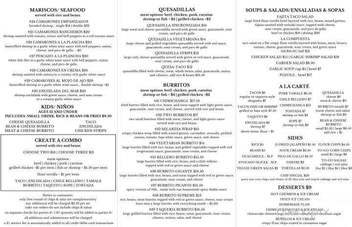 Cocina Michoacana 2 - Sonora, CA menu_pic