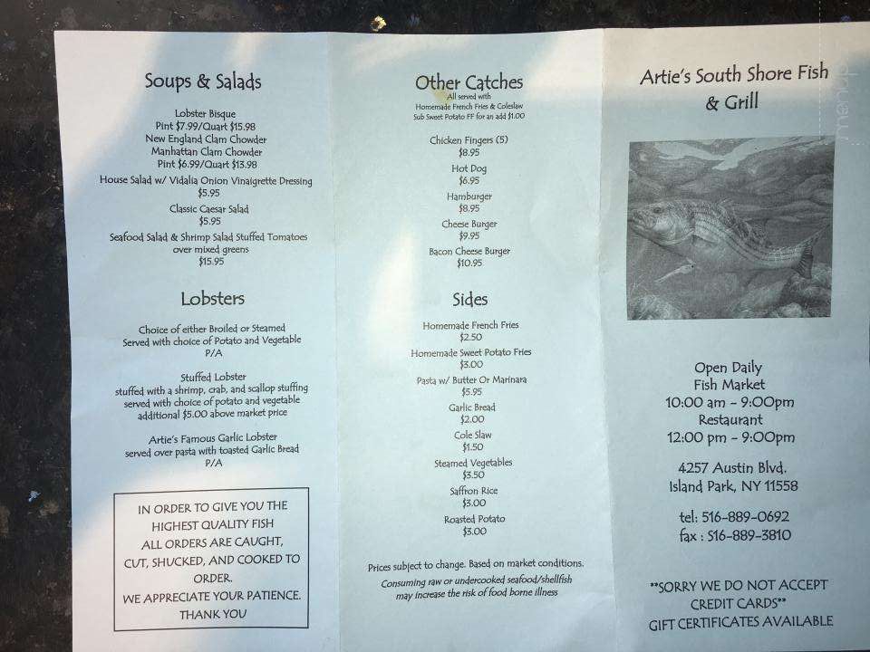 Artie's South Shore Fish Grill - Island Park, NY menu_pic