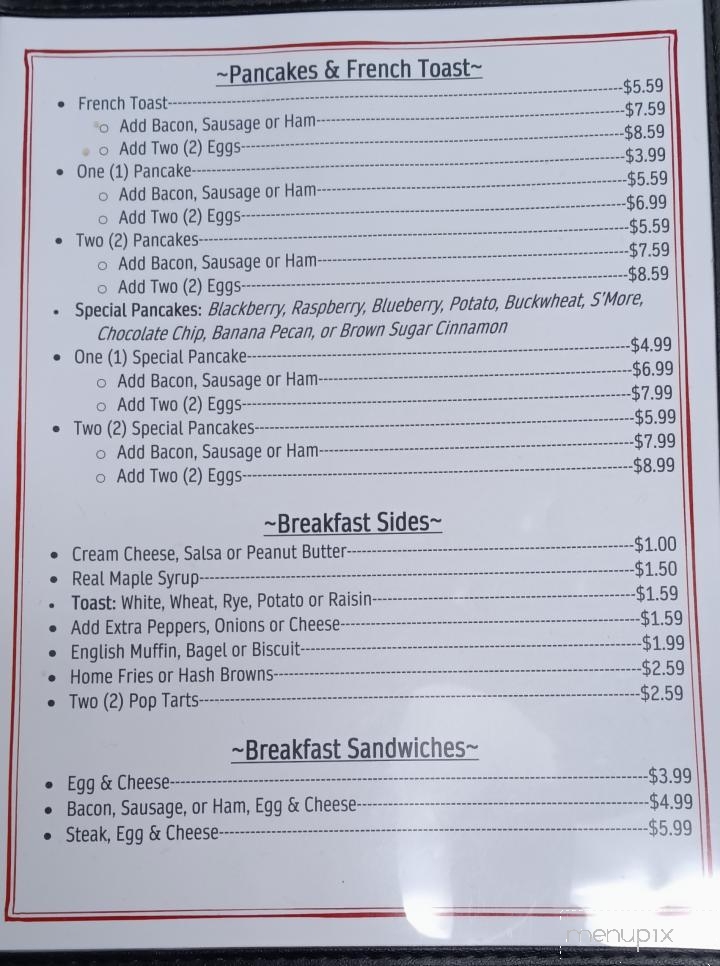 Olde Tyme Cafe - Cambridge Springs, PA menu_pic