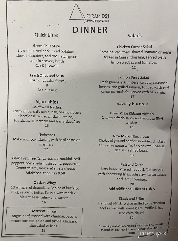 Pyramid 51 - Albuquerque, NM menu_pic
