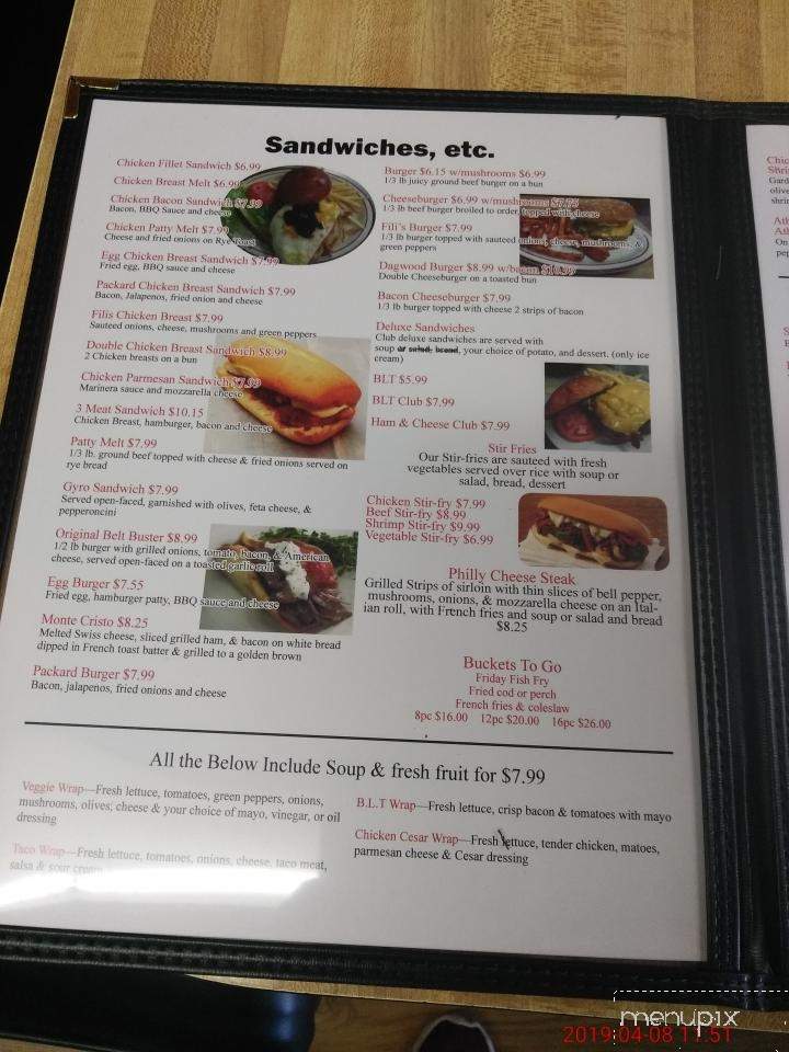 Filis Cafe - Cudahy, WI menu_pic