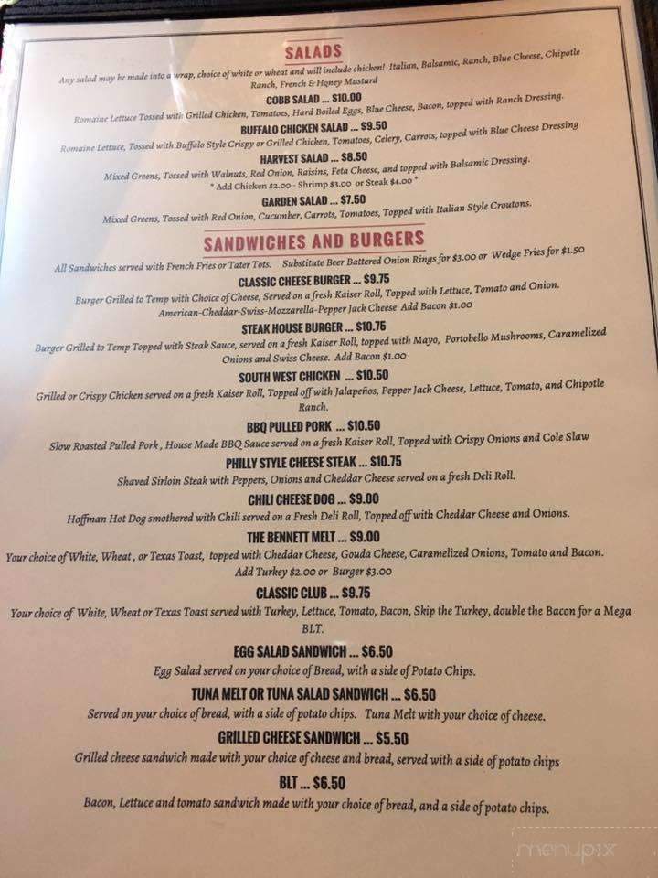 Bennett Hotel Restaurant & Bar - Cincinnatus, NY menu_pic