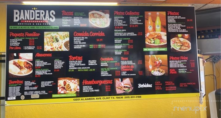 Banderas Restaurant - Clint, TX menu_pic