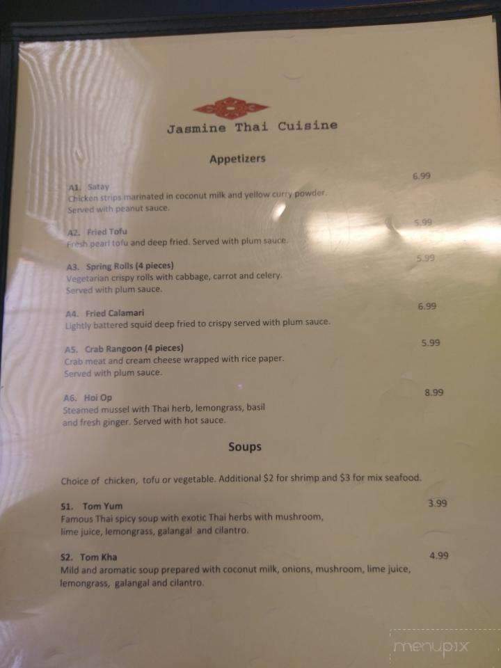 Jasmine Thai Cuisine - Greenville, SC menu_pic
