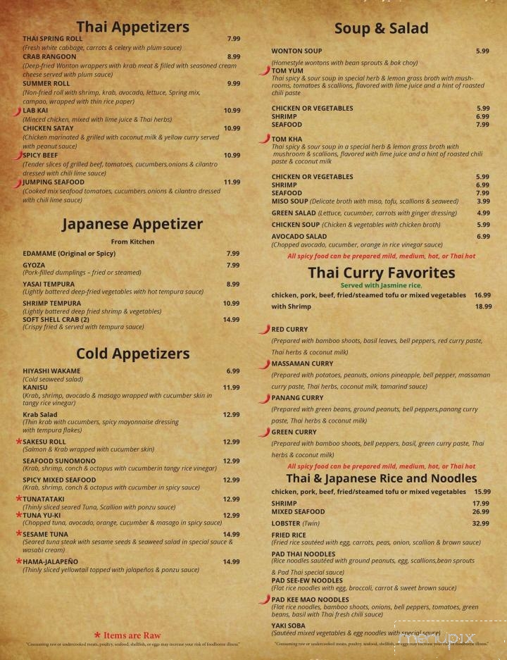 Thai Sushi By KJ - Marco Island, FL menu_pic