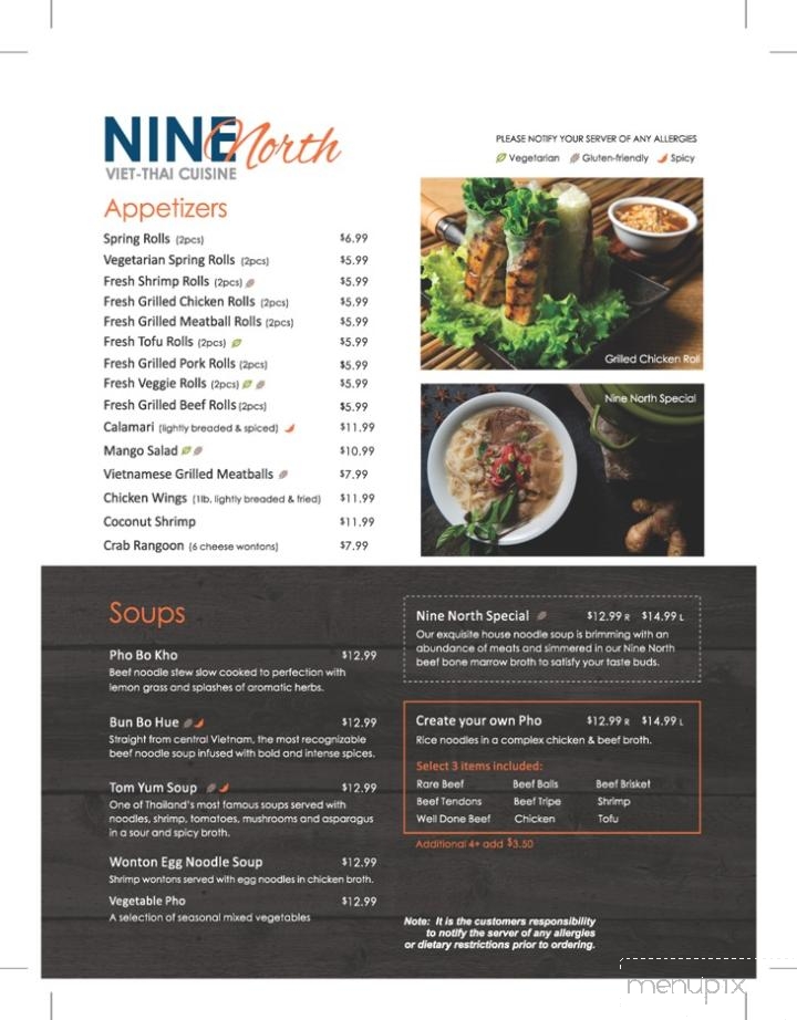 Nine North Viet-Thai Cuisine - Brantford, ON menu_pic
