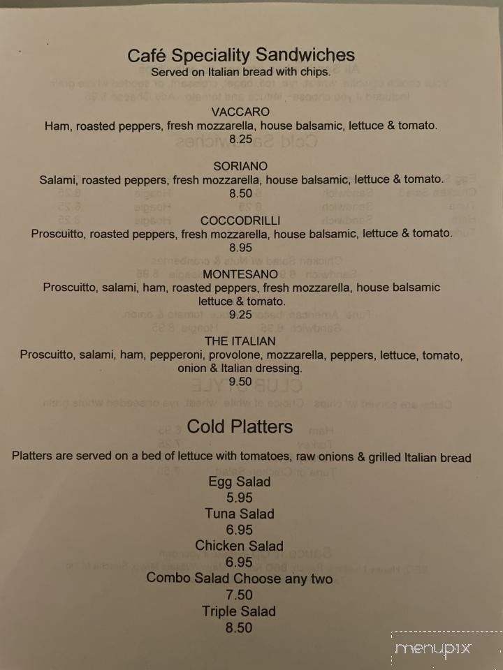 Cafe Soriano - Peckville, PA menu_pic