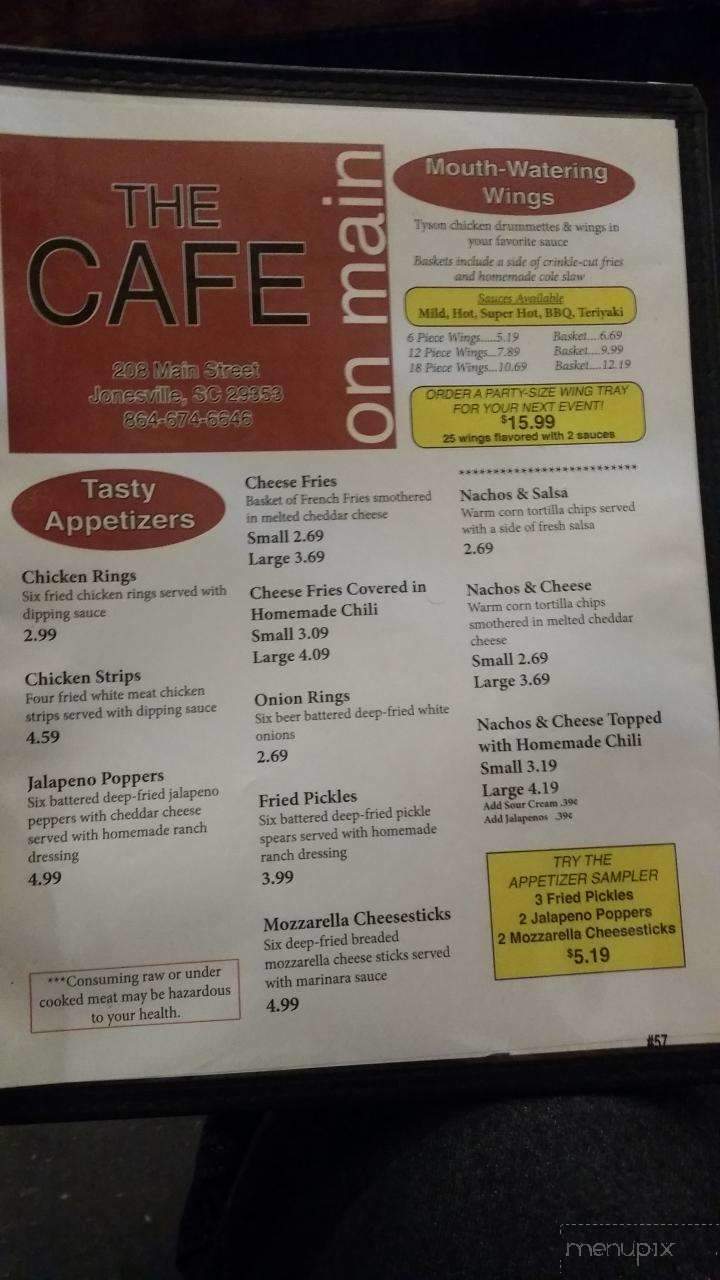 Cafe - Jonesville, SC menu_pic