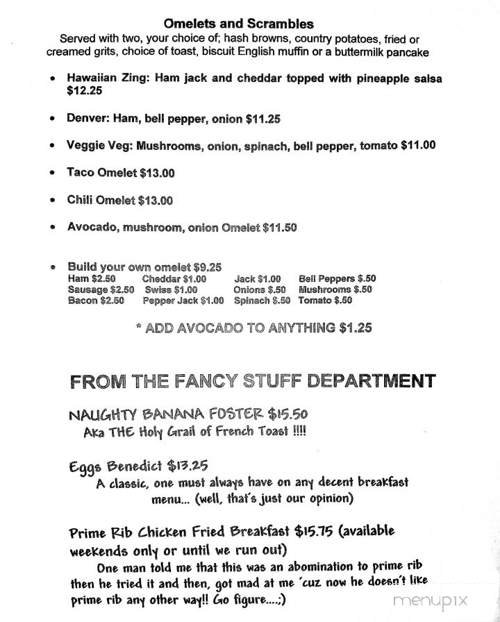 Screamin Chicken Diner - Gaston, OR menu_pic