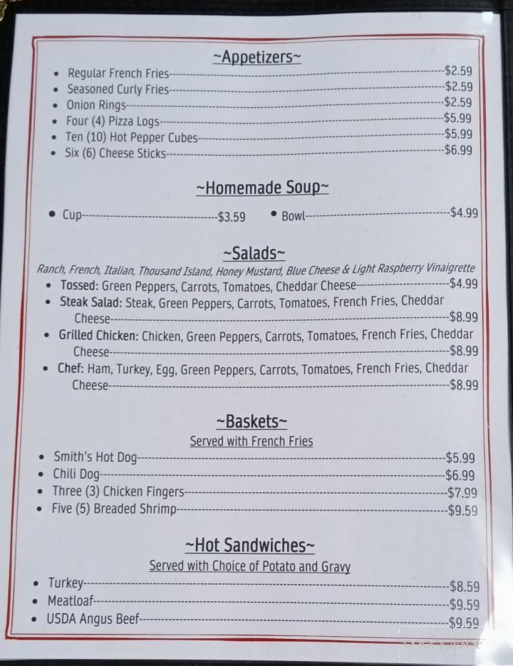 Olde Tyme Cafe - Cambridge Springs, PA menu_pic