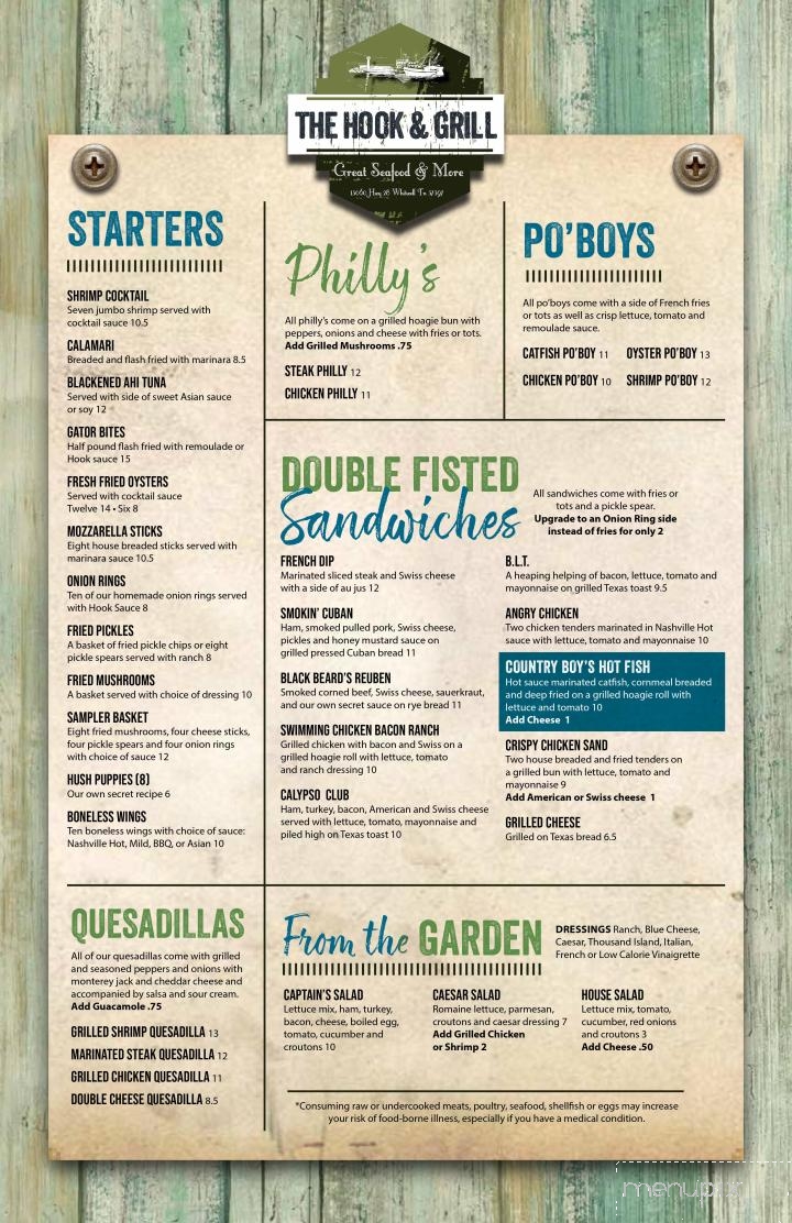 The Hook & Grill - Whitwell, TN menu_pic
