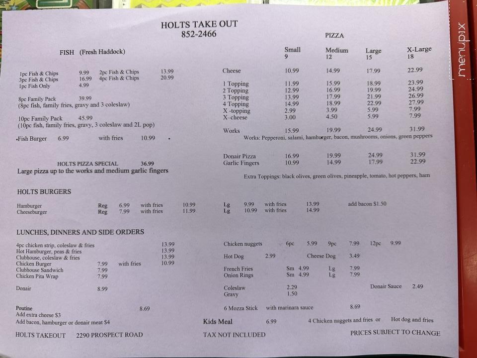 Holt's Take Out - Hatchet Lake, NS menu_pic