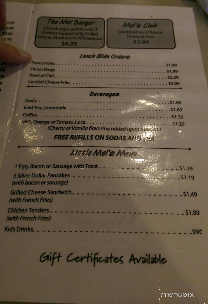 Mel's Diner - Paducah, KY menu_pic