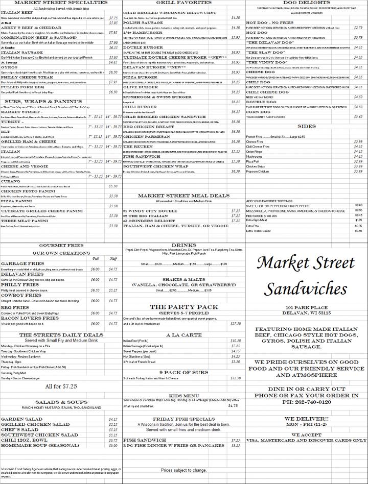 Market Street Sandwiches - Delavan, WI