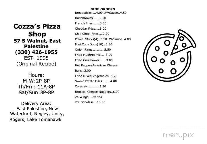 Cozza's Pizza Shop - East Palestine, OH menu_pic