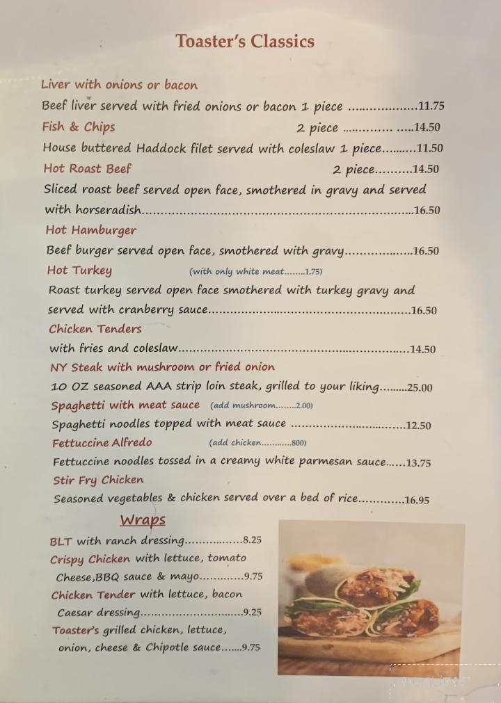 Toaster’s Family Diner - Cambridge, ON menu_pic