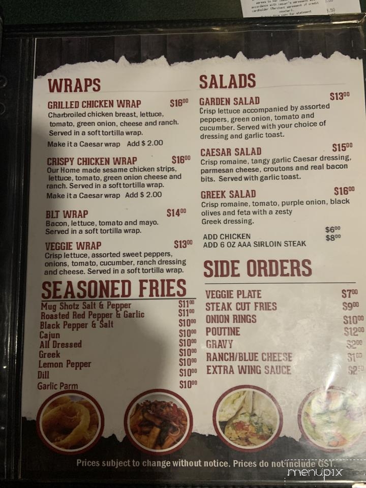 Mug Shotz Sports Bar & Grill - Calgary, AB menu_pic