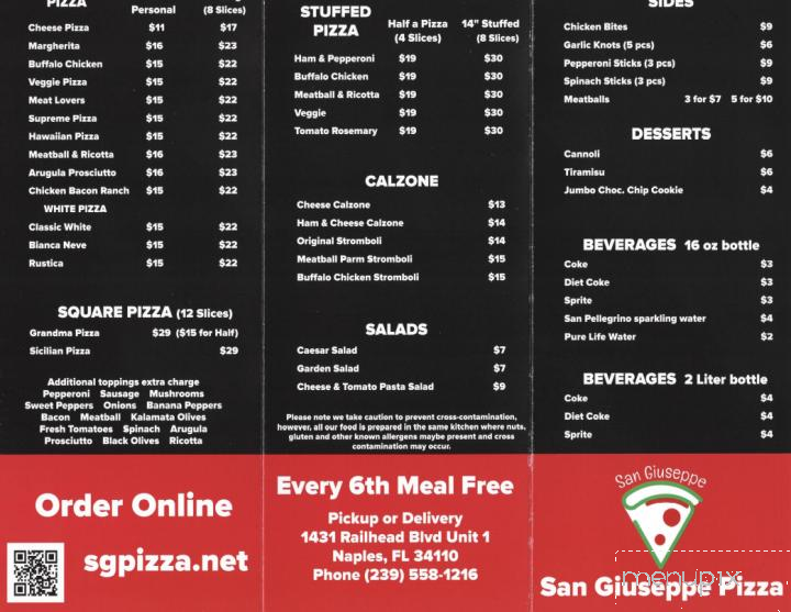 San Giuseppe Pizza - Naples, FL menu_pic