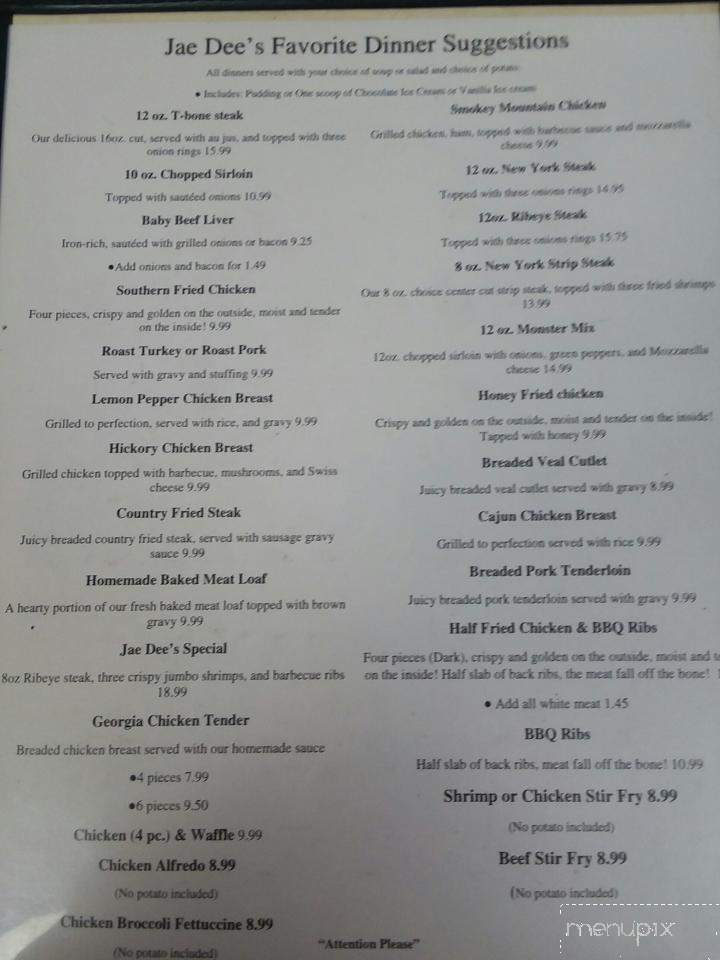Jaedee's - Glen Flora, WI menu_pic
