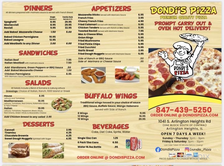Dondi's Pizza - Arlington Heights, IL menu_pic