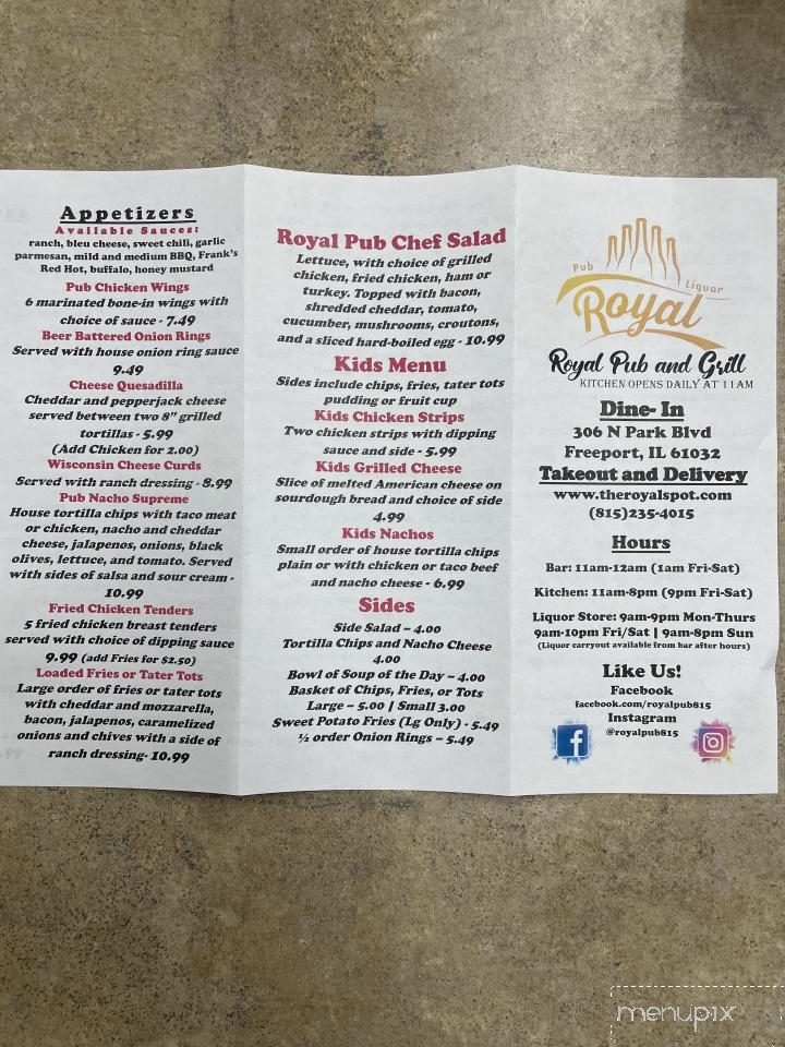 Royal Pub and Grill - Freeport, IL menu_pic